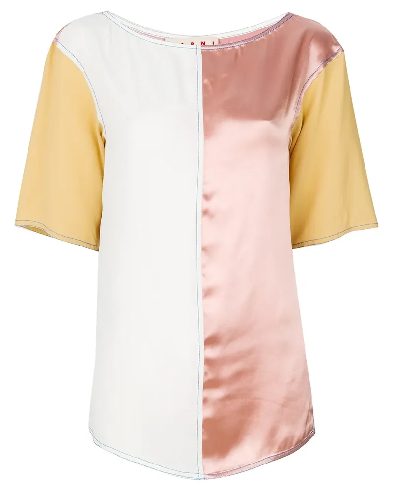 Marni Seidenoberteil in Colour-Block-Optik - Rosa Rosa