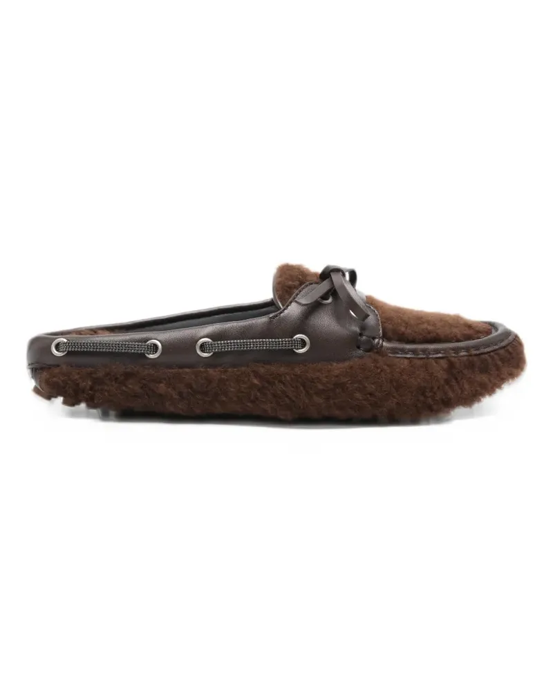 Brunello Cucinelli shearling-trim bow-detail mules - Braun Braun