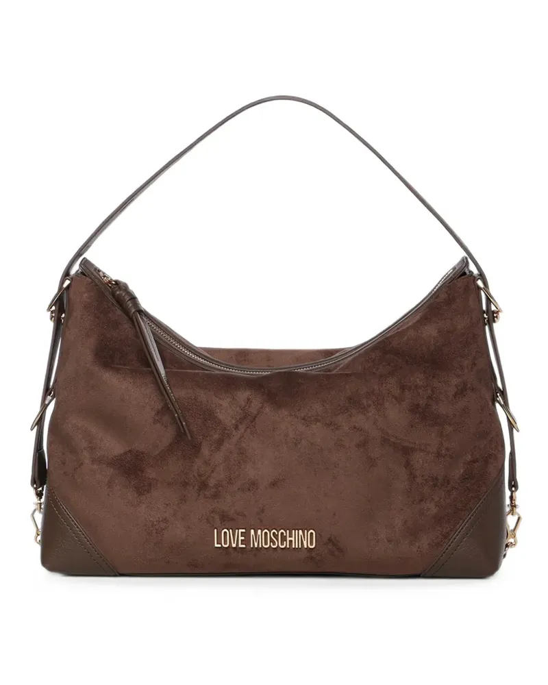 Moschino Schultertasche mit Logo-Schild - Braun Braun