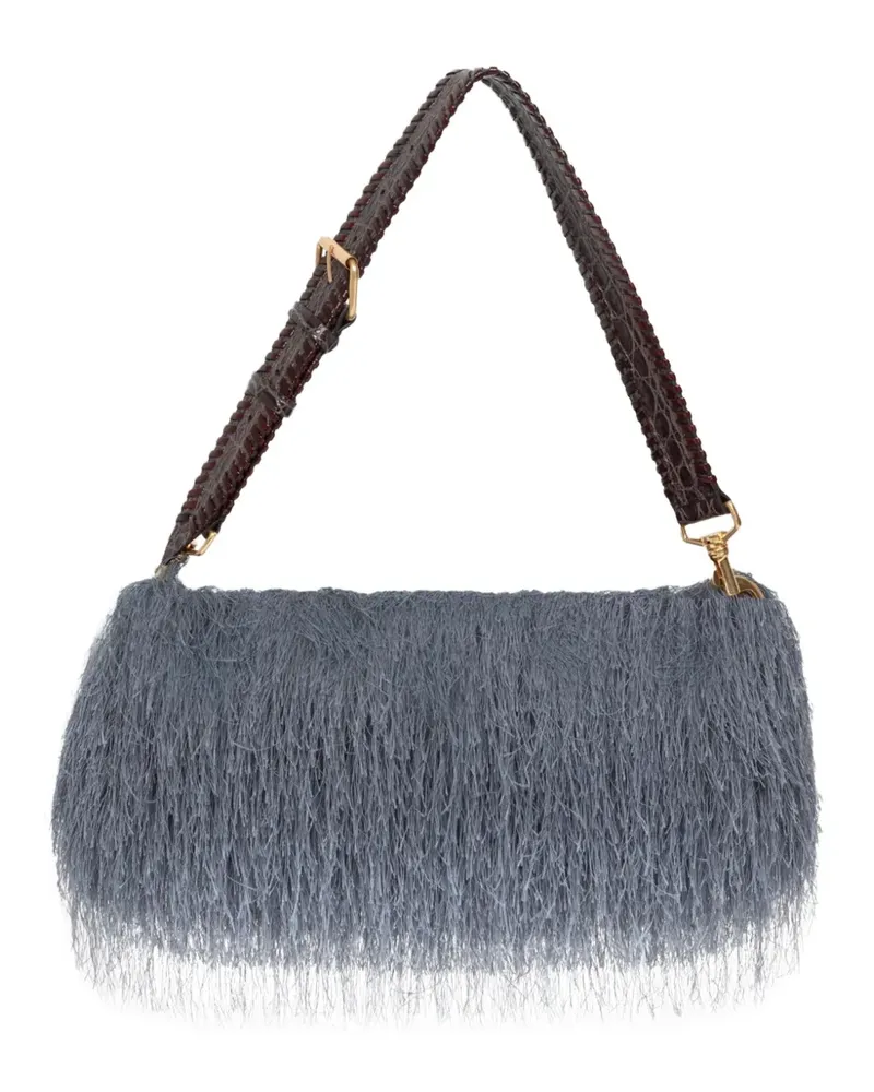 Dries van Noten Schultertasche mit Fransen - Grau Grau
