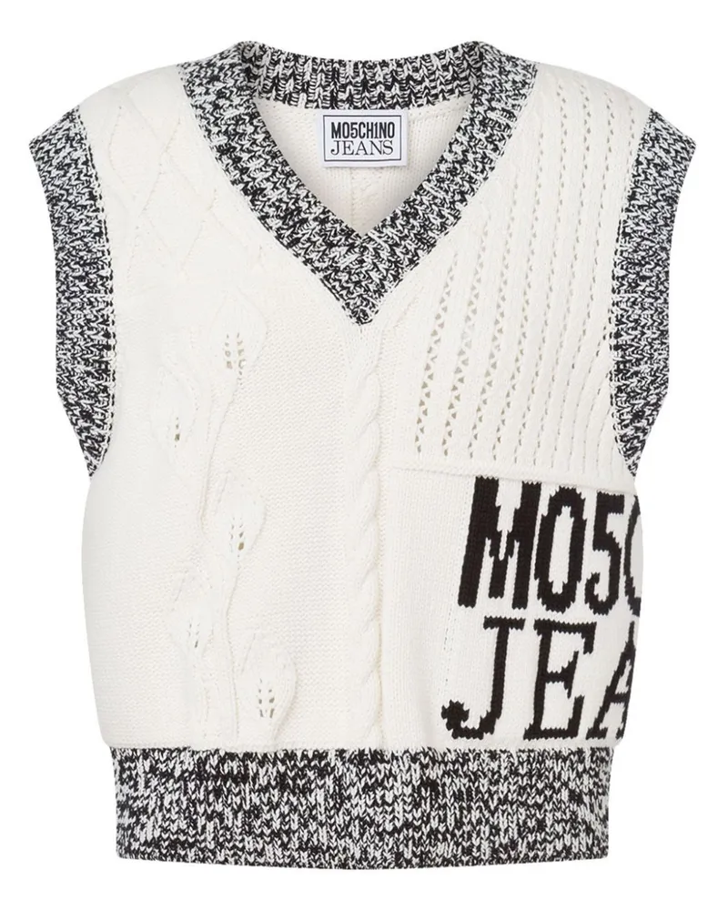 Moschino Oberteil mit Intarsien-Logo - Weiß Weiß