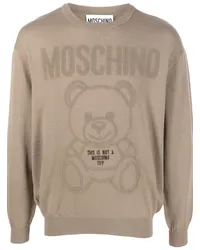 Moschino Pullover mit Intarsien-Logo Braun