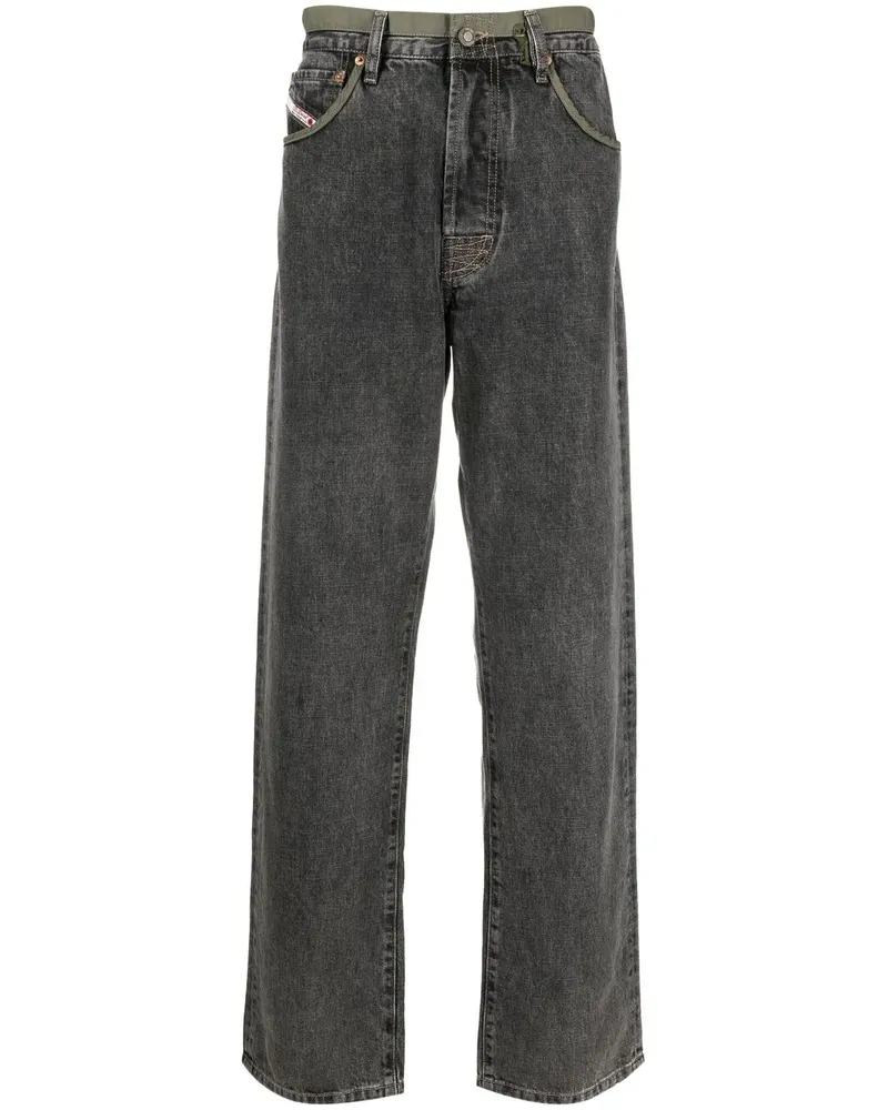 Diesel Halbhohe Straight-Leg-Jeans - Schwarz Schwarz