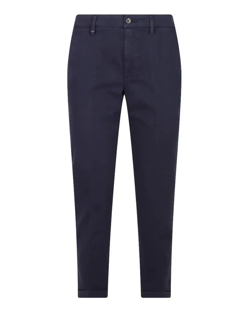 Fay logo-plaque turn-up hems trousers - Blau Blau