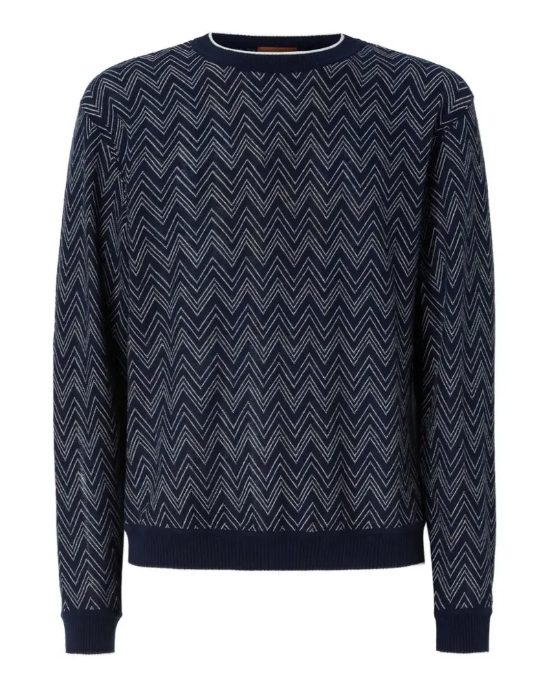 Missoni crew-neck cashmere pullover with zigzag pattern - Blau Blau