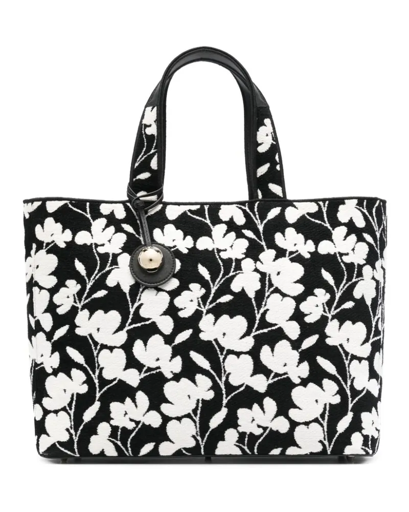 Furla Tote Bag mit floralem Muster - Schwarz Schwarz