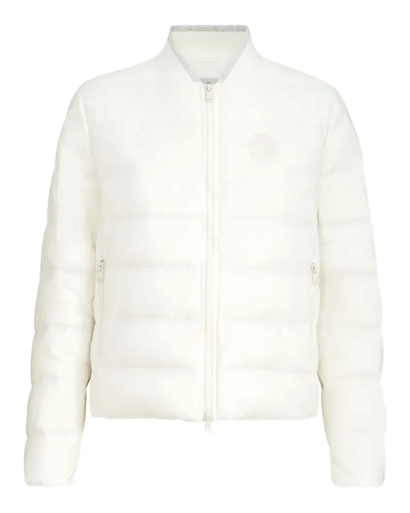 Brunello Cucinelli water-resistant matte nylon down jacket with logo - Weiß Weiß