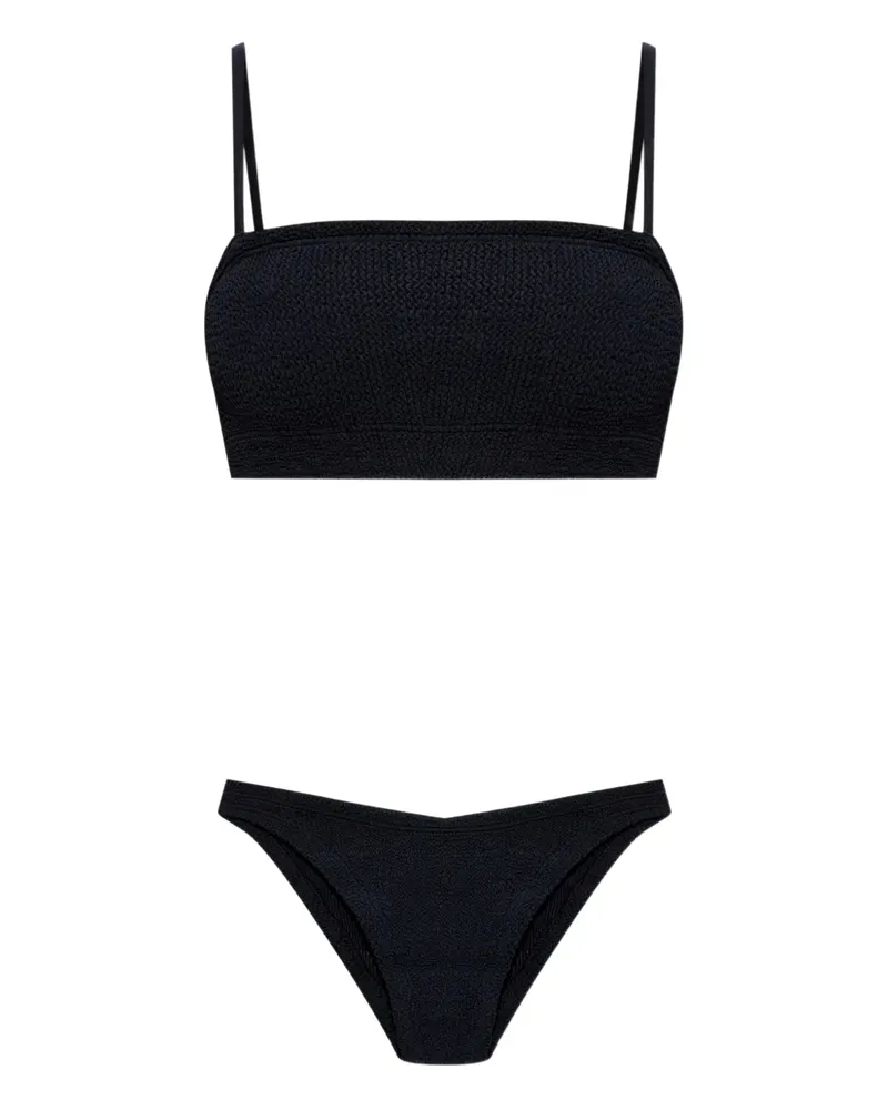 Hunza G Gigi Bikini mit Knitteroptik - Schwarz Schwarz