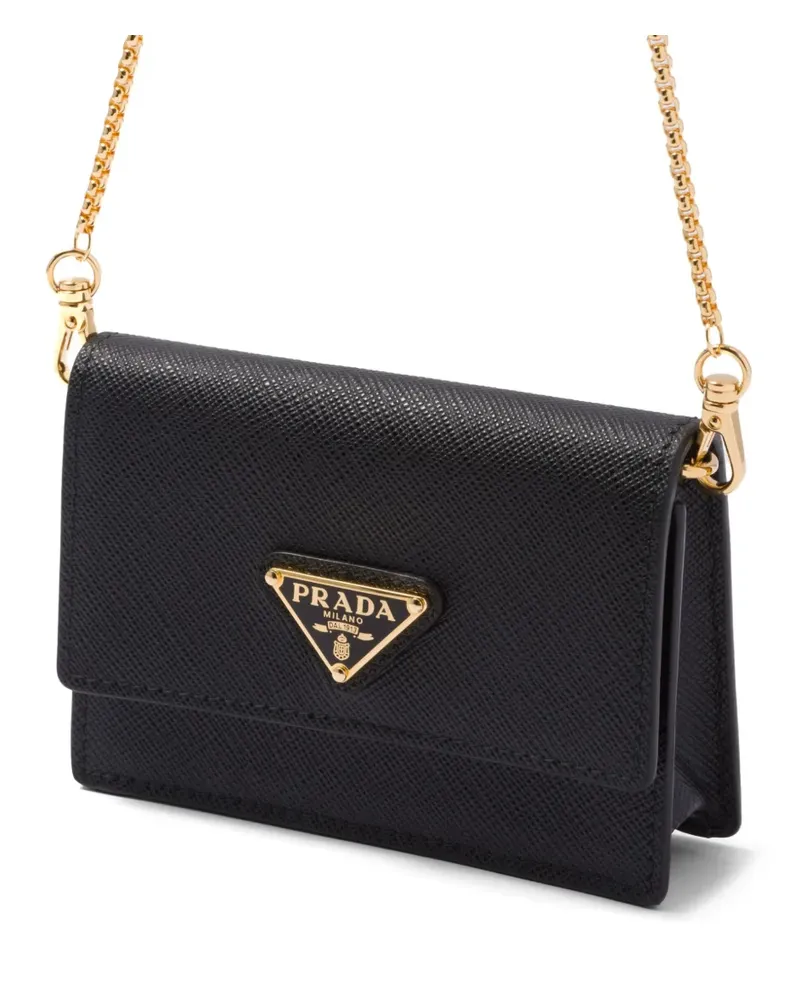 Prada Portemonnaie mit emailliertem Triangel-Logo - Schwarz Schwarz