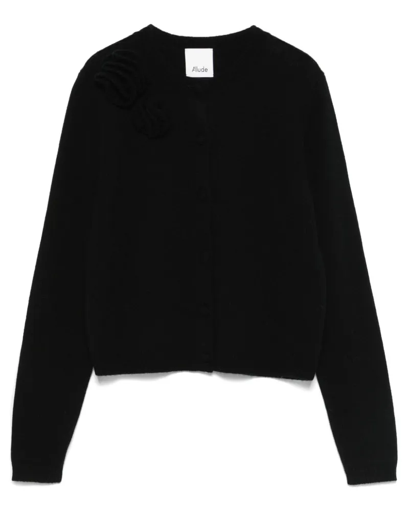 ALLUDE Cardigan mit Blumenapplikation - Schwarz Schwarz