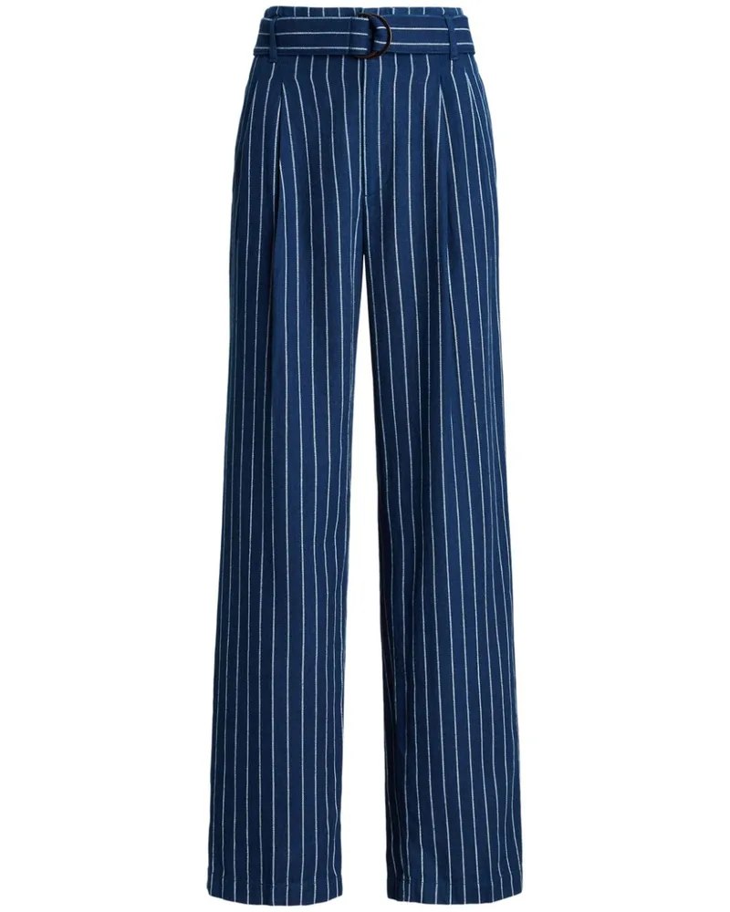 Ralph Lauren Gestreifte Evan Wide-Leg-Jeans Blau