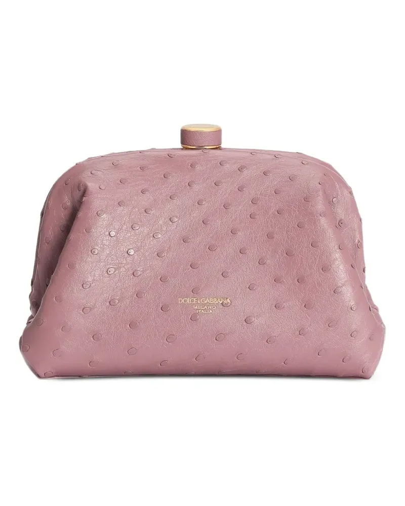 Dolce & Gabbana Mini Grandma Tote Bag aus Straußenleder - Rosa Rosa
