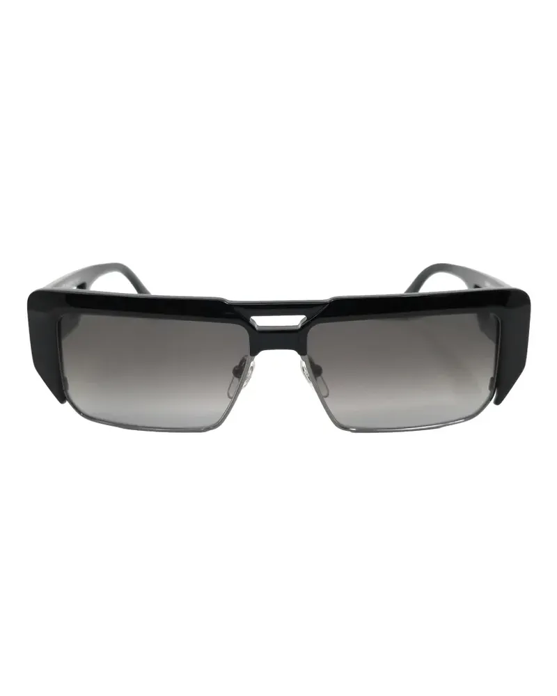 MCM logo-plaque rectangle-frame sunglasses - Schwarz Schwarz