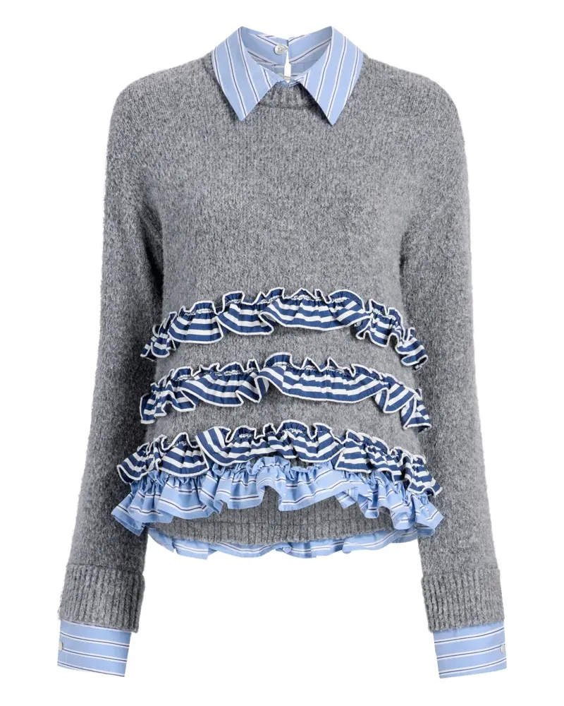 Cinq à Sept Leina ruffled striped sweater - Grau Grau