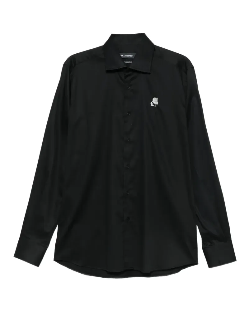 Karl Lagerfeld Hemd mit Logo-Stickerei - Schwarz Schwarz