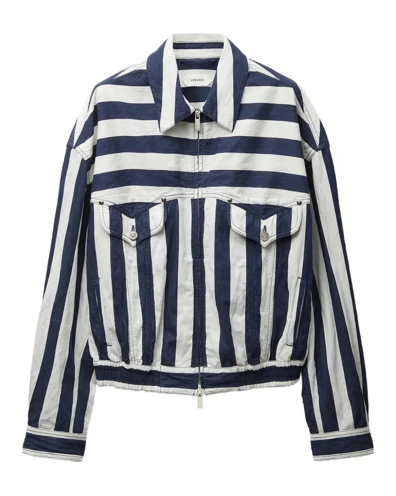 Versace striped cotton denim blouson - Blau Blau