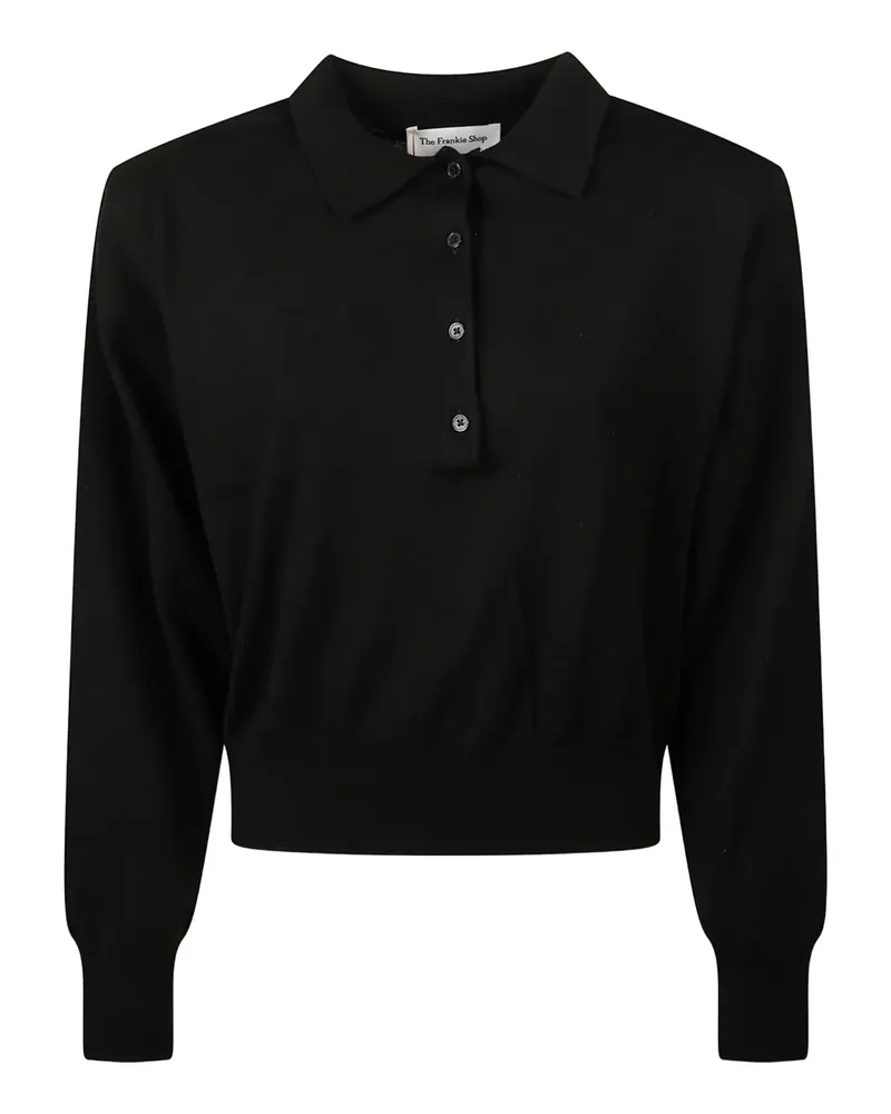 FRANKIE Shop Gestricktes Poloshirt - Schwarz Schwarz
