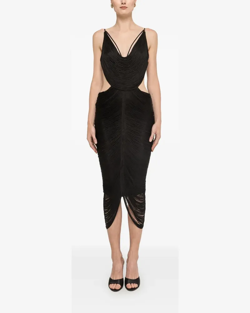 NISSA fringed backless dress - Schwarz Schwarz
