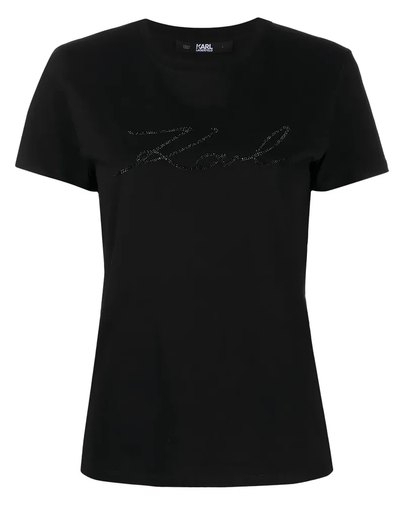 Karl Lagerfeld T-Shirt mit Karligraphy-Logo - Schwarz Schwarz