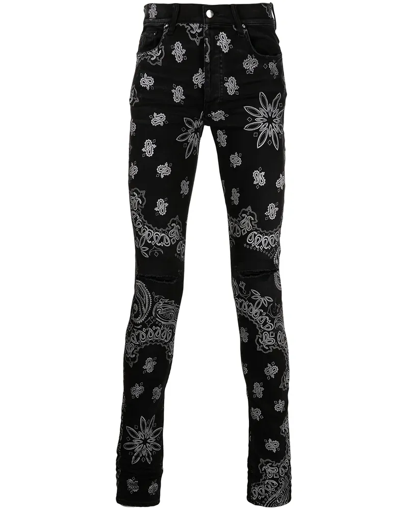 Amiri Schmale Jeans mit Paisley-Print - Schwarz Schwarz
