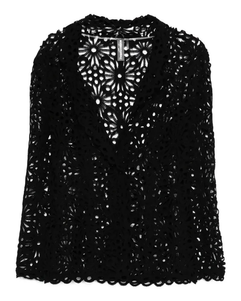Norma Kamali Einreihige Jacke mit Blumenmotiv - Schwarz Schwarz