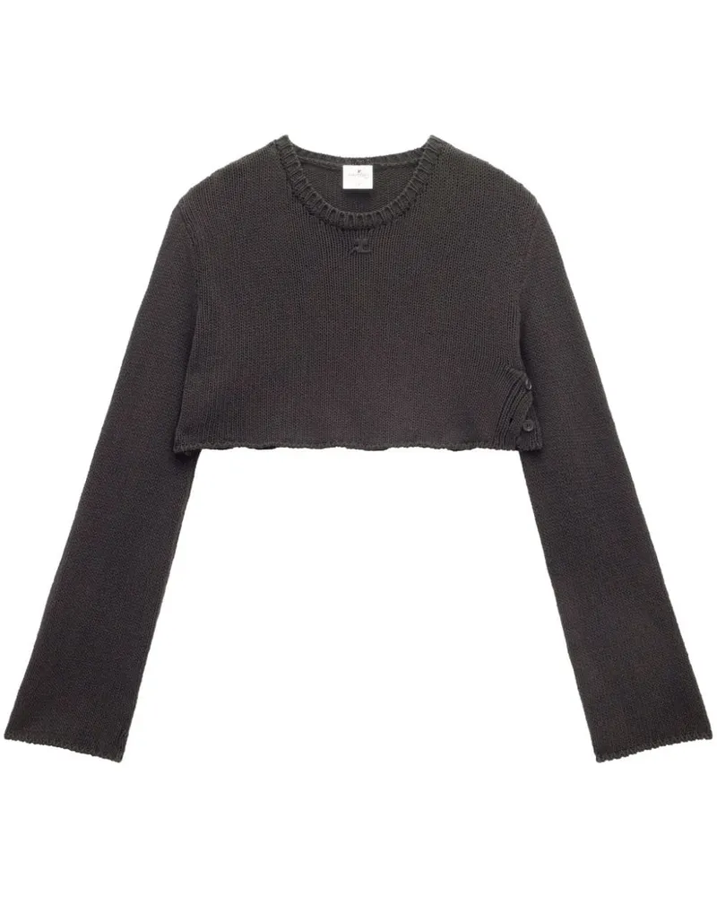 Courrèges Cropped-Pullover mit Logo-Stickerei - Schwarz Schwarz