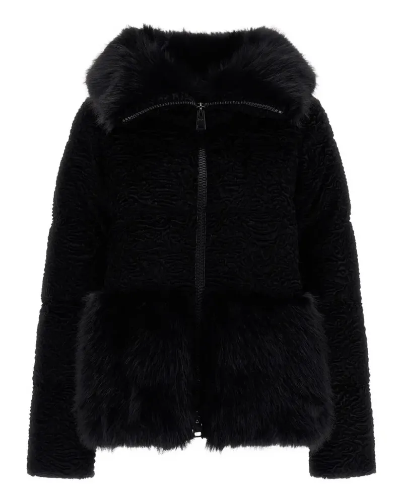 Herno Jacke aus Faux Fur mit Astrachan-Effekt - Schwarz Schwarz