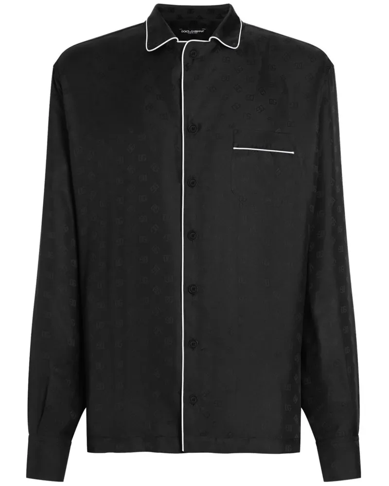 Dolce & Gabbana Hemd aus DG-Jacquard - Schwarz Schwarz