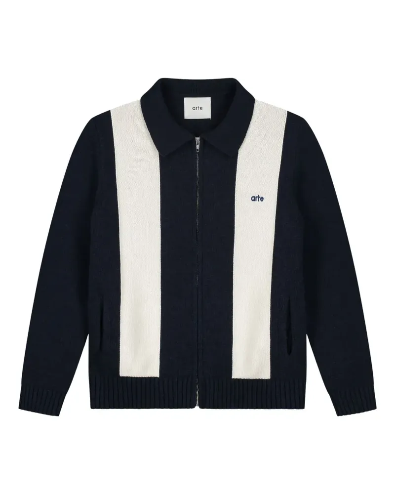 Arte Antwerp Gestreifter Cardigan mit Reißverschluss - Blau Blau