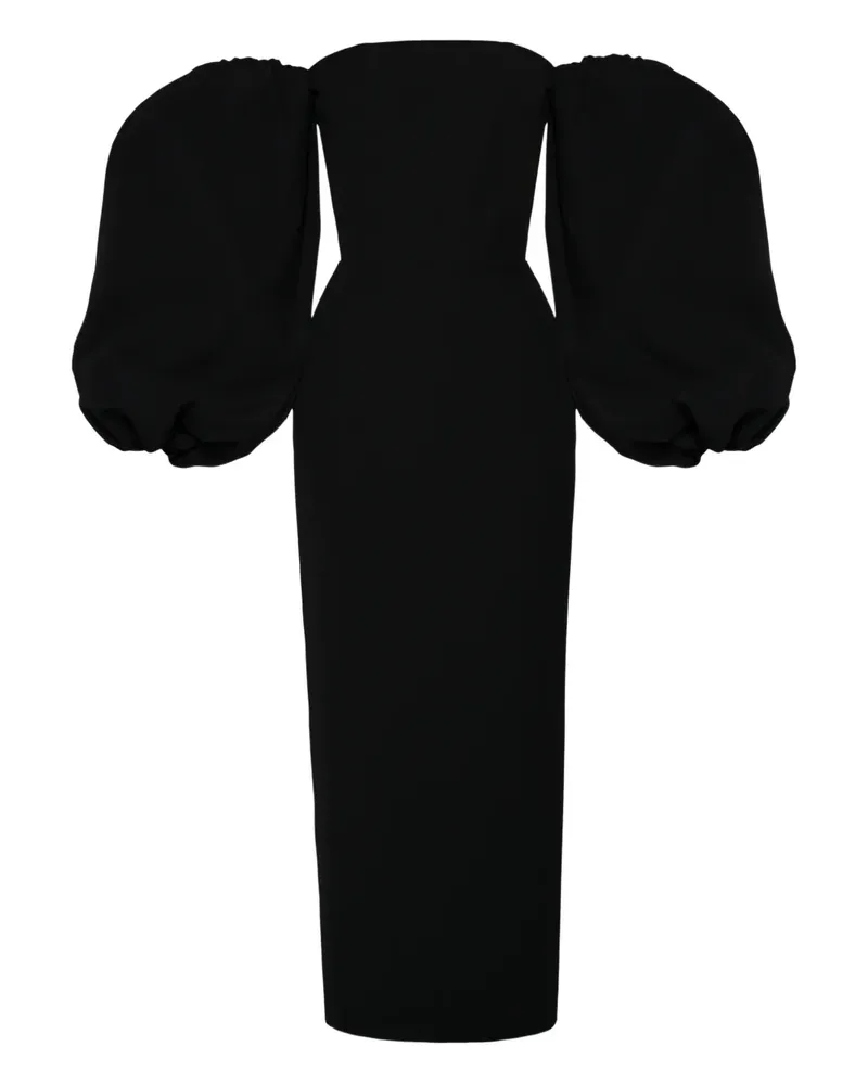 ANOUKI puff-sleeve off-shoulder midi dress - Schwarz Schwarz