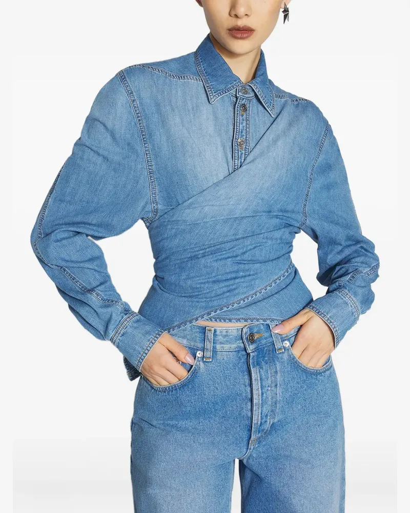 Thierry Mugler Gewickeltes Jeanshemd - Blau Blau
