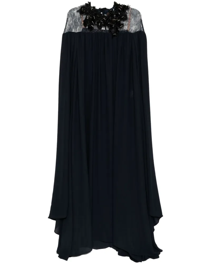 Biyan Langes Cape-Kleid aus Krepp - Blau Blau