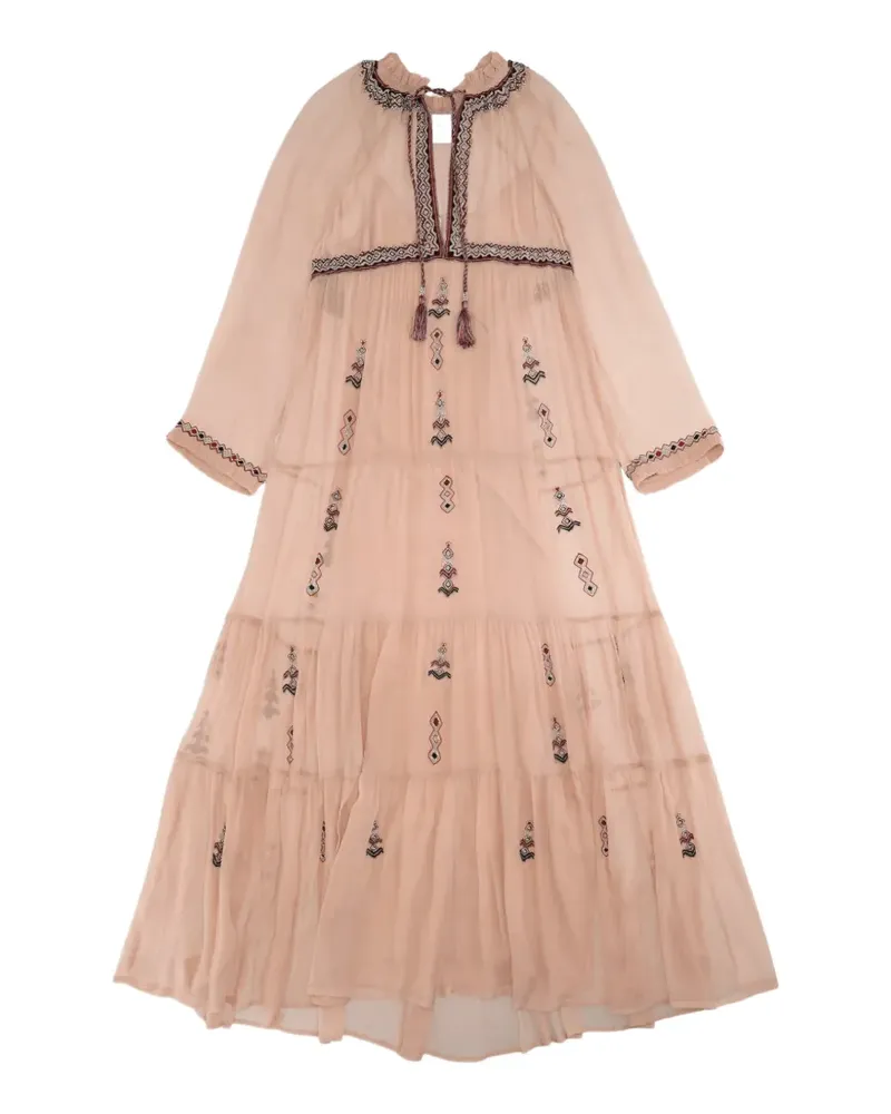 Fortela Arsia embroidered silk dress - Nude Nude