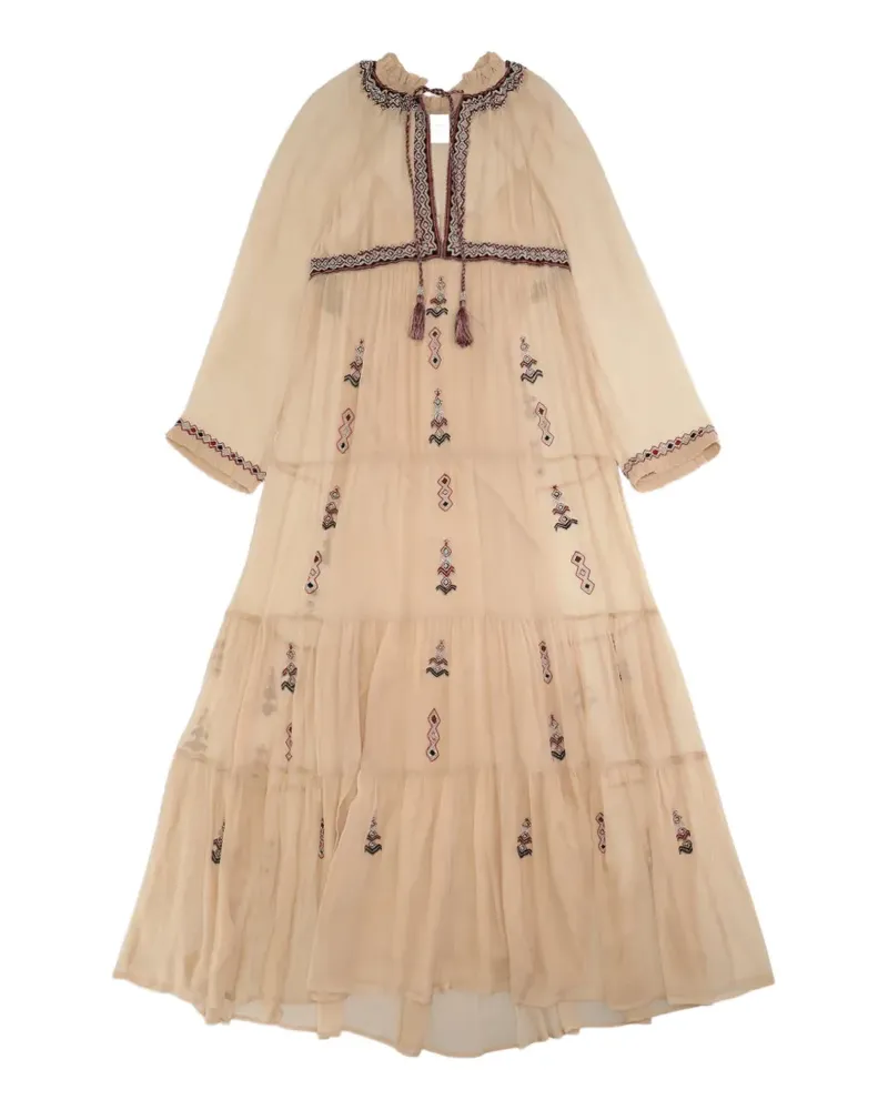 Fortela Arsia embroidered silk dress - Nude Nude