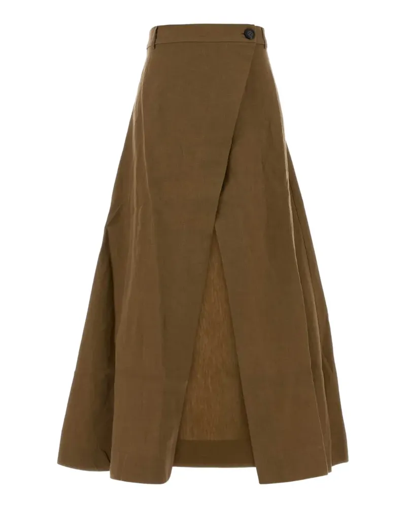 Le Kasha 1918 wrap-front linen skirt - Braun Braun