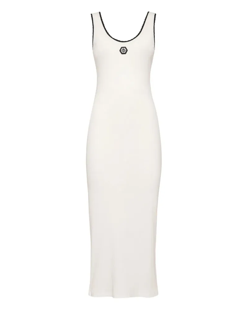 Philipp Plein Geripptes Kleid - Weiß Weiß
