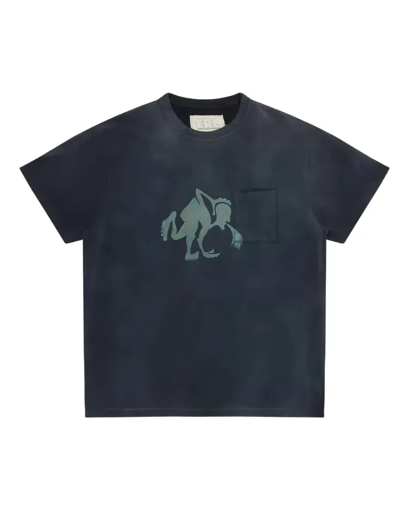 ERL T-Shirt mit Brusttasche - Blau Blau