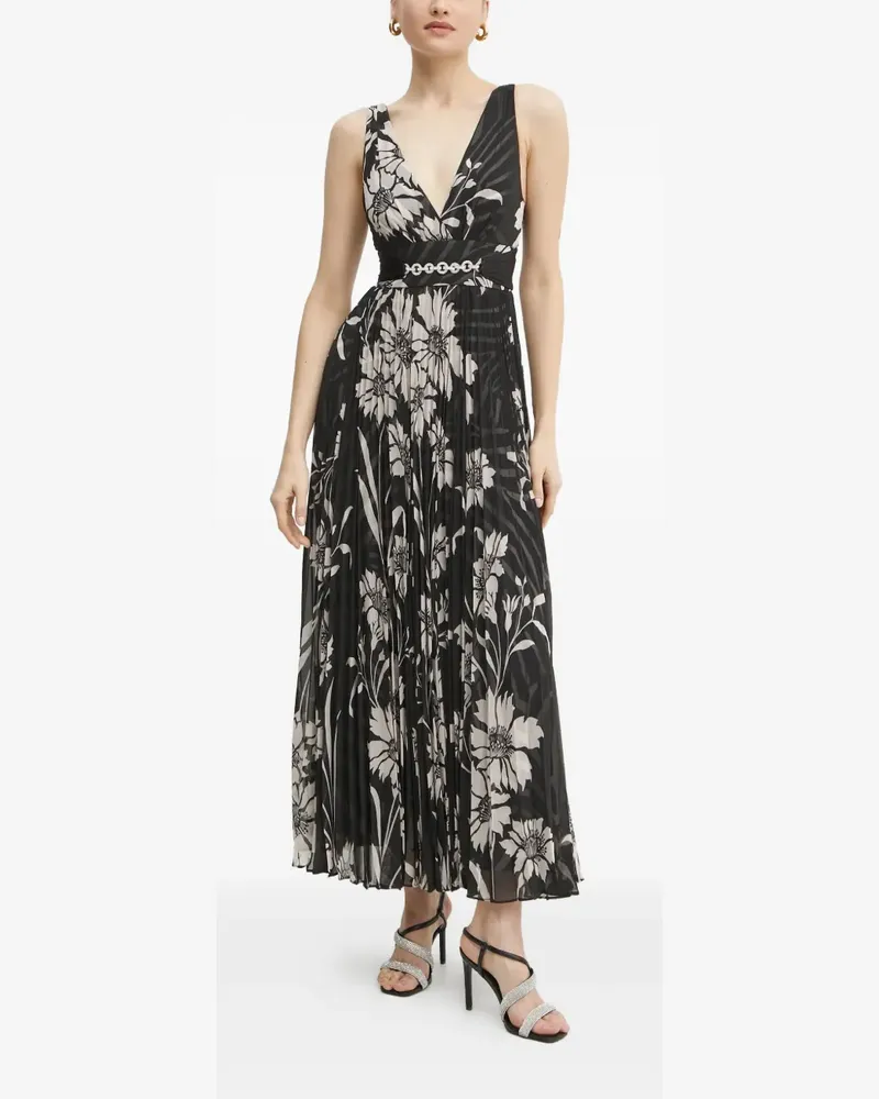 MARCIANO Los Angeles floral pleated dress - Schwarz Schwarz