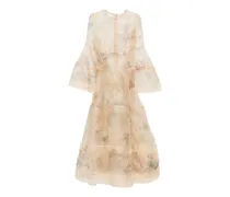 Langärmeliges Maxikleid mit Print - Nude