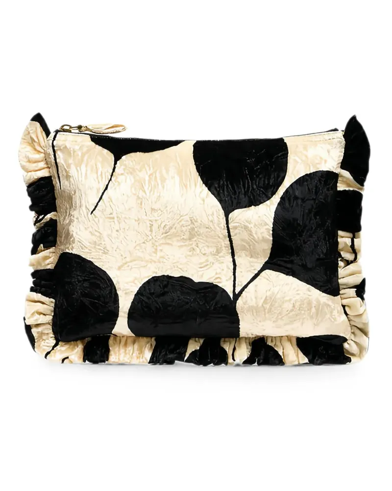 La DoubleJ floral-print ruffled clutch bag - Nude Nude