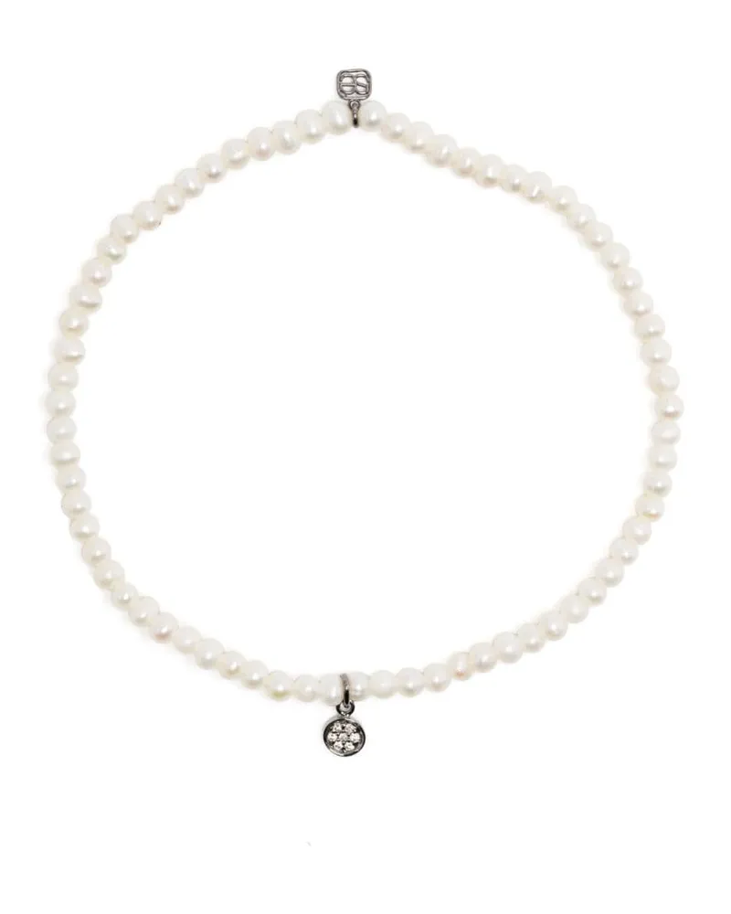 Sydney Evan 14kt Weißgold-Perlenarmband mit Diamanten Weiß