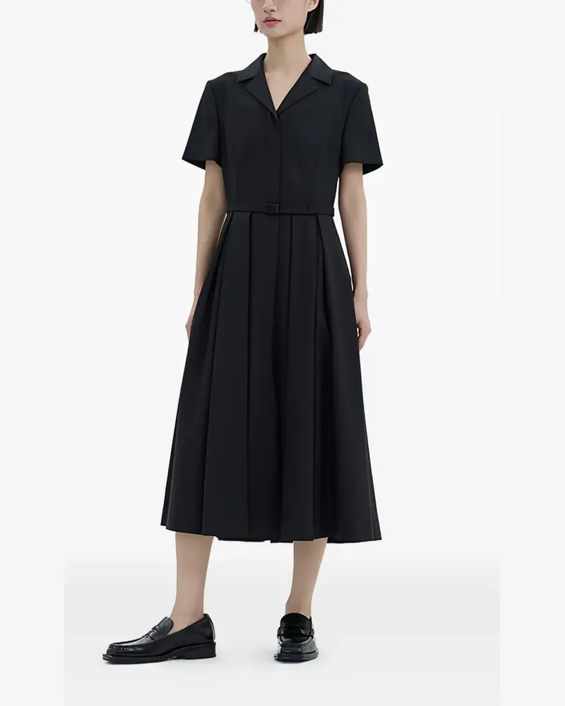 JUUN.J belted pleated dress - Schwarz Schwarz