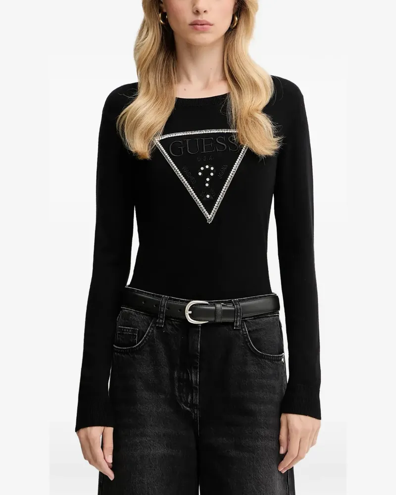 Guess Sweatshirt mit verziertem Logo - Schwarz Schwarz