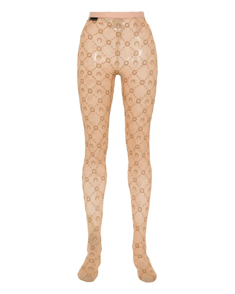 Marine Serre Netzstrumpfhose mit Monogramm - Braun Braun