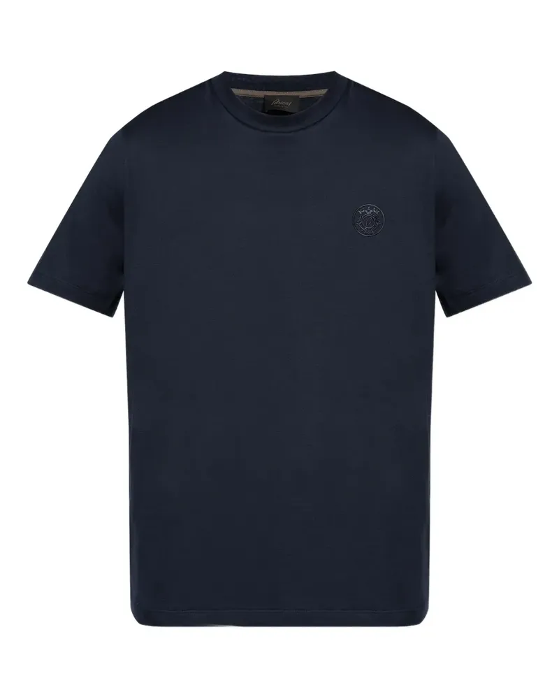 Brioni T-Shirt mit Logo-Stickerei - Blau Blau