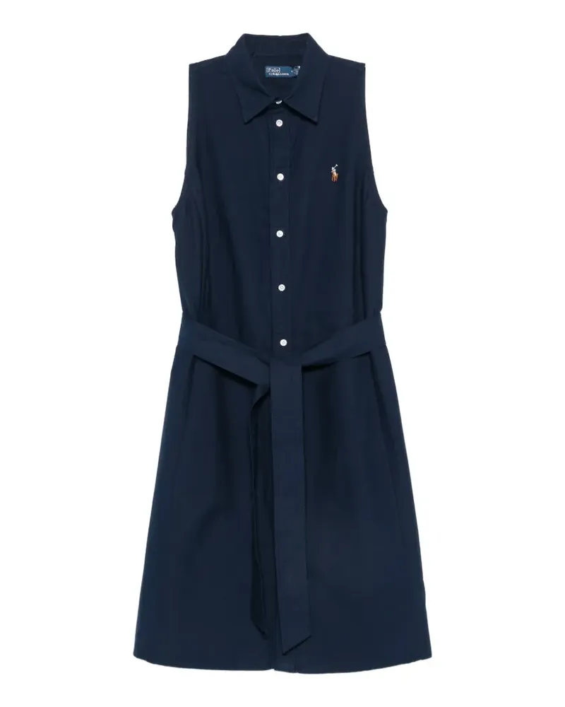 Ralph Lauren belted sleeveless shirt mini dress - Blau Blau