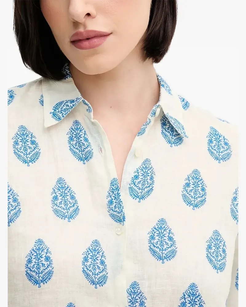 MC2 Saint Barth Leinenhemd mit Paisley-Print - Weiß Weiß