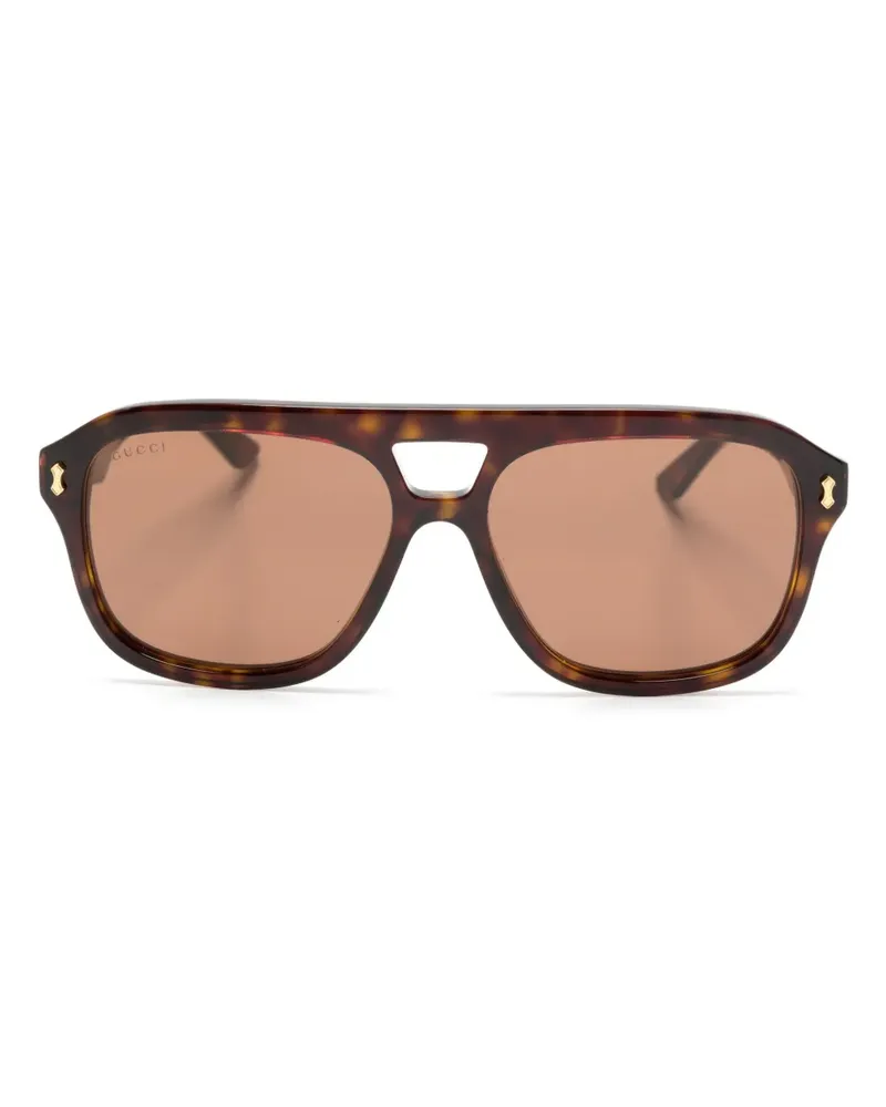 Gucci Pilotenbrille mit Logo - Braun Braun