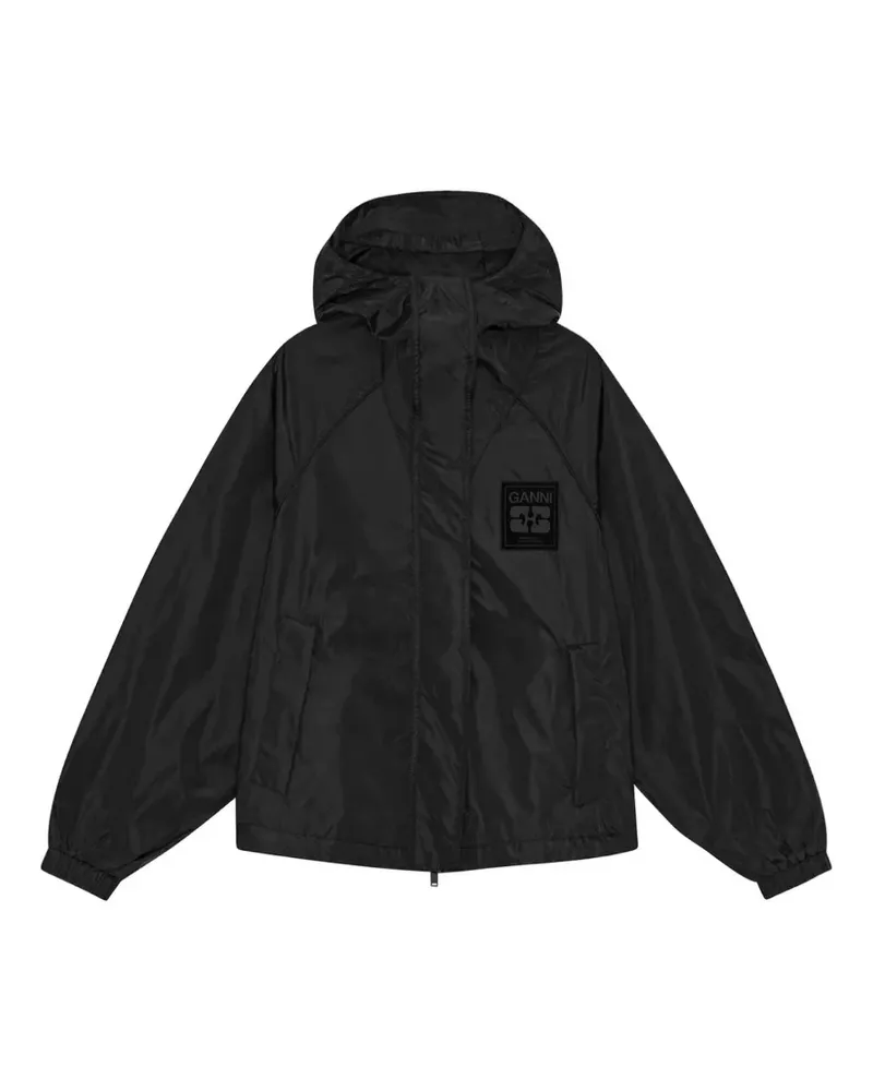 Ganni Schwarze Jacke aus Nylon Schwarz