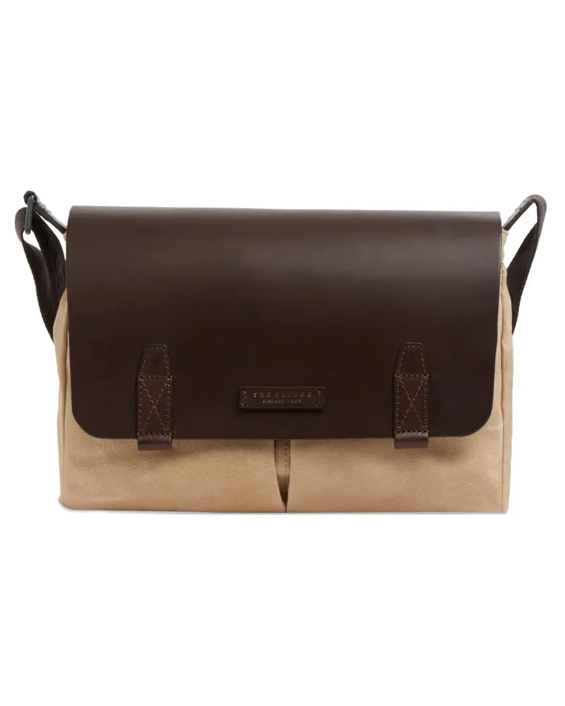 The Bridge Igor leather-trim messenger bag - Nude Nude